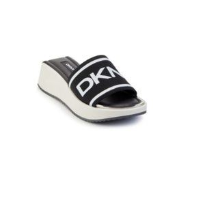 DKNY Mandy Sport Sandal Logo Elastic 8M Black White New MSRP $110